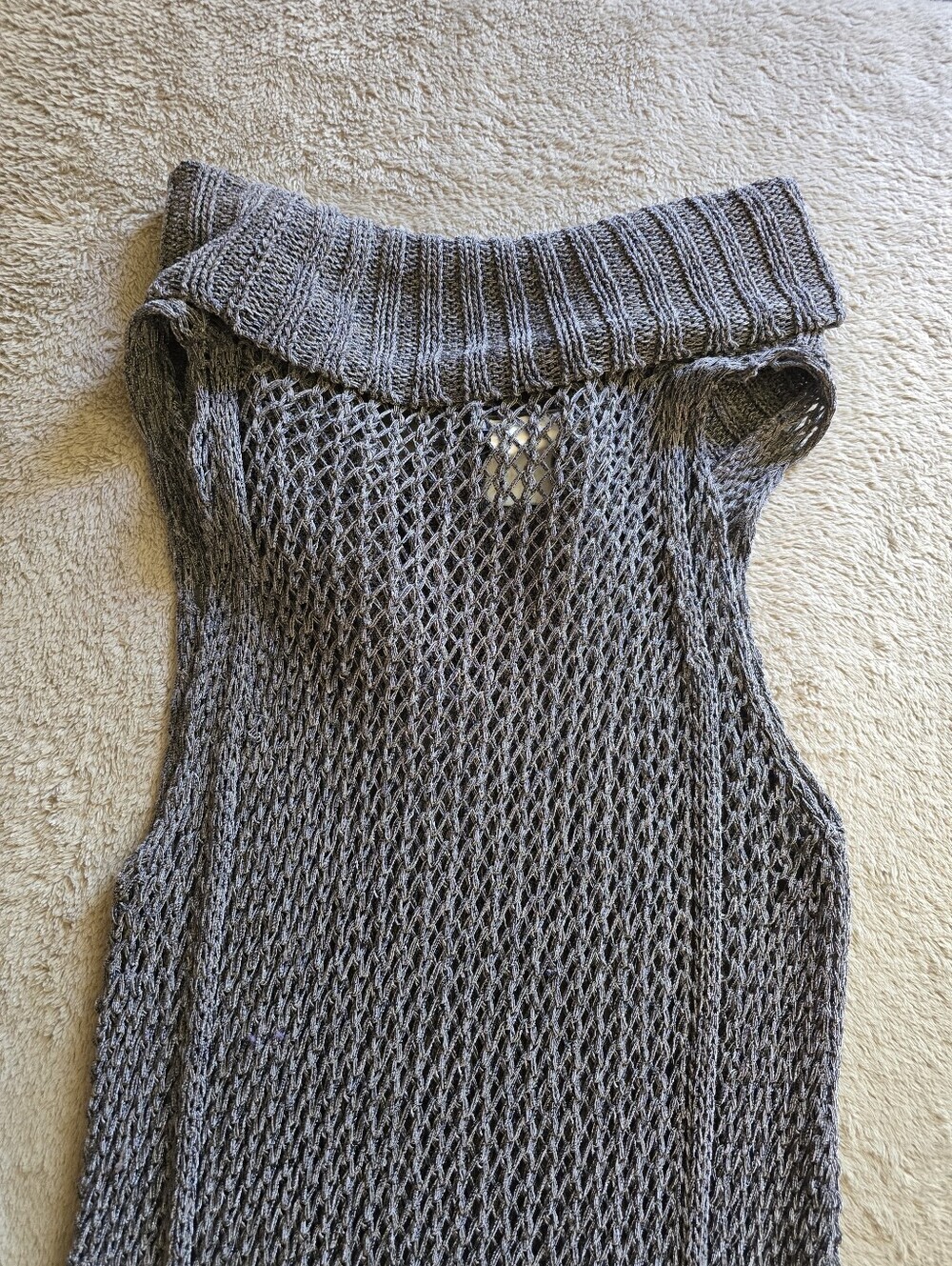 Sarah Pacini Open Knit Linen Cotton Blend Sleeveless Cowl Neck Dress One Size - Picture 8 of 11